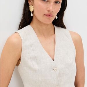 Reformation Anita Linen Button-Up Vest